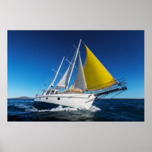 Zeilen op een jacht poster