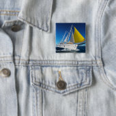 Zeilen op een jacht vierkante button 5,1 cm (In situ)