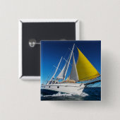 Zeilen op een jacht vierkante button 5,1 cm (Voorkant /achterkant)