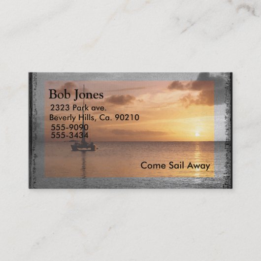Zeilen op een zee met zonlicht visitekaartje (Voorkant)