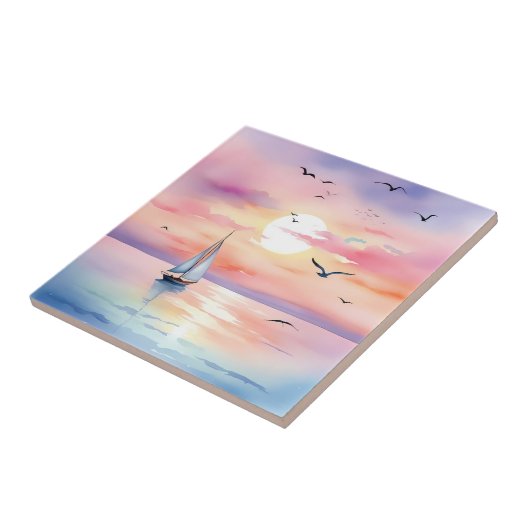 Zeilen op het Calm Zee Tegeltje (Zijkant)