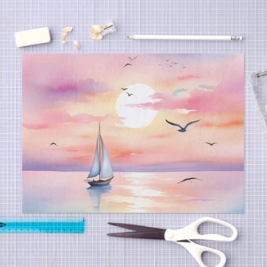 Zeilen op het Calm Zee Tissuepapier (Craft)