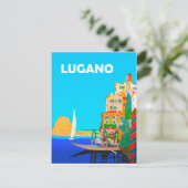 Zeilen op het Lugano-meer, zomer in Zwitserland Briefkaart (Staand voorkant)