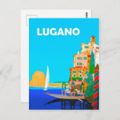 Zeilen op het Lugano-meer, zomer in Zwitserland Briefkaart (Voorkant / Achterkant)