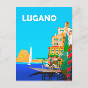 Zeilen op het Lugano-meer, zomer in Zwitserland Briefkaart