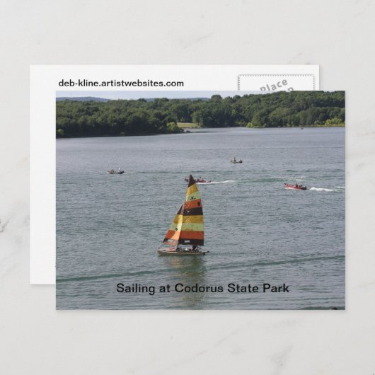 Zeilen op het meer briefkaart (Voorkant / Achterkant)