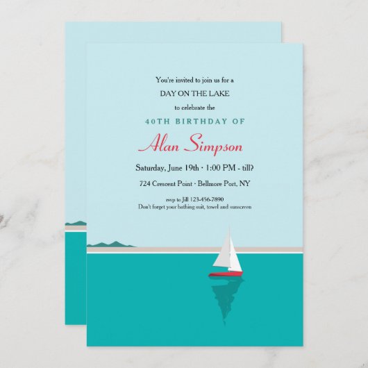 Zeilen op het meer kaart (Voorkant / Achterkant)