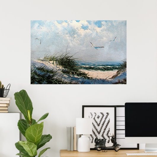 Zeilen op het strand poster (Thuiskantoor)