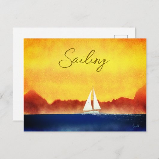 Zeilen op het water briefkaart (Voorkant / Achterkant)