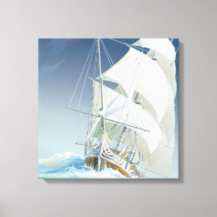 Zeilen op het Zee 2 Square Canvas Afdruk