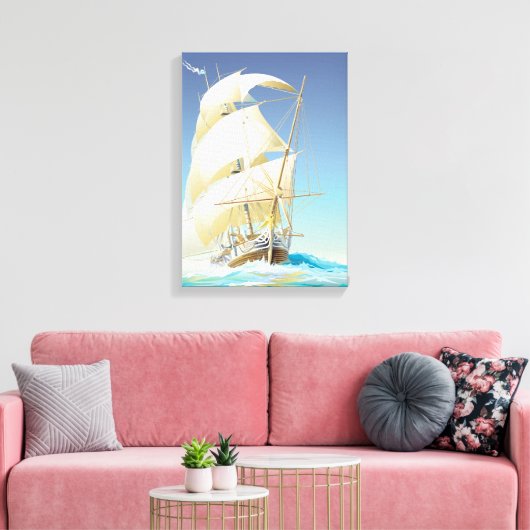 Zeilen op het Zee Canvas Afdruk (Insitu (Woonkamer))