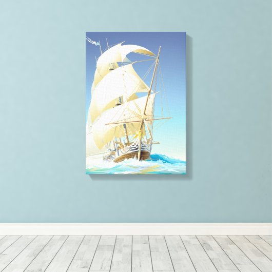 Zeilen op het Zee Canvas Afdruk (Insitu (Houten vloer))