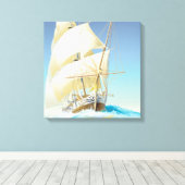 Zeilen op het Zee Square Canvas Afdruk (Insitu (Houten vloer))