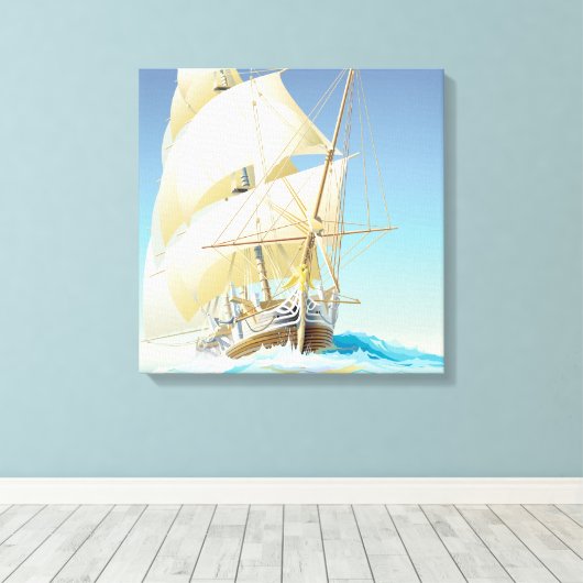 Zeilen op het Zee Square Canvas Afdruk (Insitu (Houten vloer))