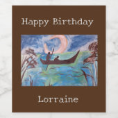 Zeilen op Moonlight Birthday Wine Label Wijn Etiket (Enkel label)