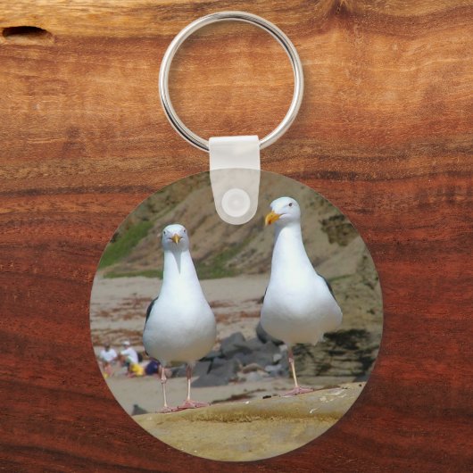 Zeilen op oceaanstrand sleutelhanger (Voorkant)