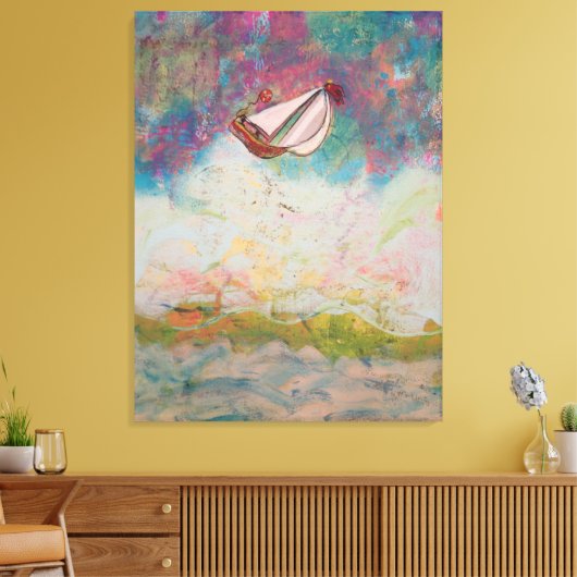 Zeilen op volle zee canvas afdruk (Insitu (Woonkamer))