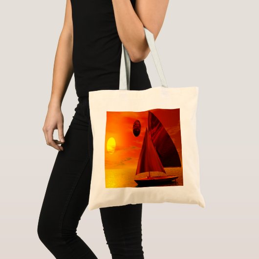 Zeilen op zonsondergang Grote Canvas tas (Voorkant (product))