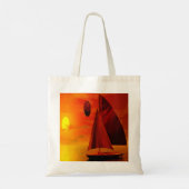 Zeilen op zonsondergang Grote Canvas tas (Achterkant)