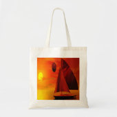 Zeilen op zonsondergang Grote Canvas tas (Voorkant)