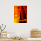 Zeilen op zonsondergang poster (Keuken)