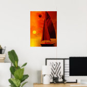 Zeilen op zonsondergang poster (Thuiskantoor)