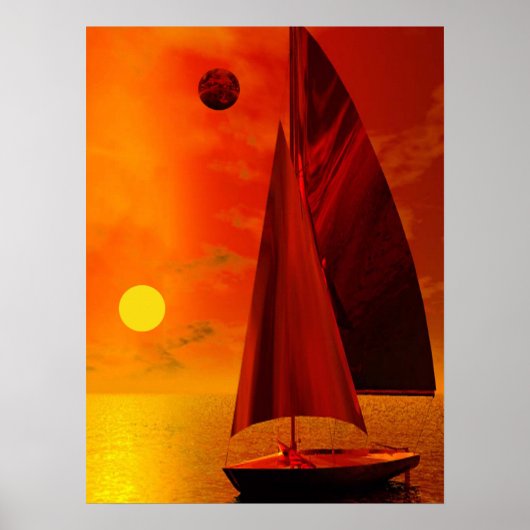 Zeilen op zonsondergang poster (Voorkant)