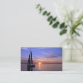Zeilen op zonsondergang visitekaartje (Staand voorkant)