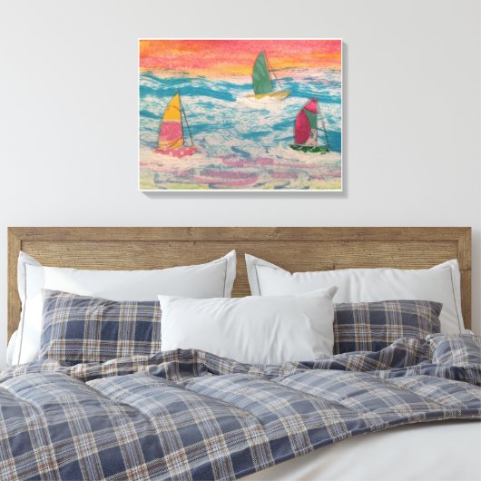 Zeilen Oranje Lucht Canvas Afdruk (Insitu (Slaapkamer))