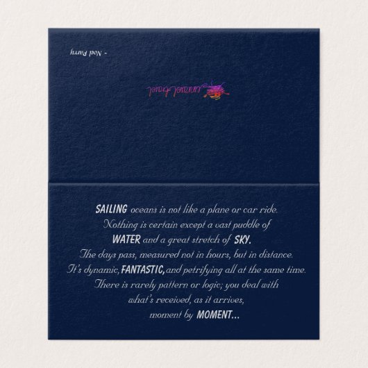 Zeilen over de Oceanen Gedicht Kaart (Buitenkant ongevouwen)