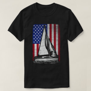Zeilen Patriottische Amerikaanse vlag zeilboot Var T-shirt
