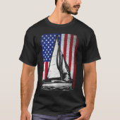 Zeilen Patriottische Amerikaanse vlag zeilboot Var T-shirt (Voorkant)