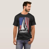 Zeilen Patriottische Amerikaanse vlag zeilboot Var T-shirt (Voorkant volledig)