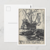 Zeilen Piratenschip  Boek Illustratie Briefkaart (Voorkant / Achterkant)