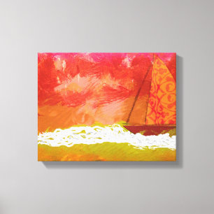 Zeilen Rood Hemel Canvas Afdruk