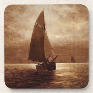 Zeilen 's nachts (circa 1900) Elbridge Wesley Webb Bier Onderzetter