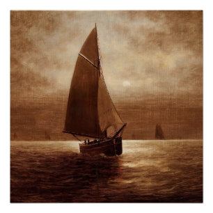 Zeilen 's nachts (circa 1900) Elbridge Wesley Webb Perfect Poster