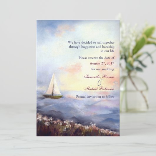 Zeilen Samen Trouwen Save the Date (Staand voorkant)