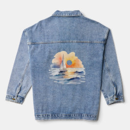 Zeilen Sunset Coastal Sailor Zomer Huwelijk Denim Jacket