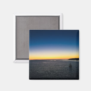 Zeilen vanuit de haven Geel Blauwe Zonsondergang F Magneet
