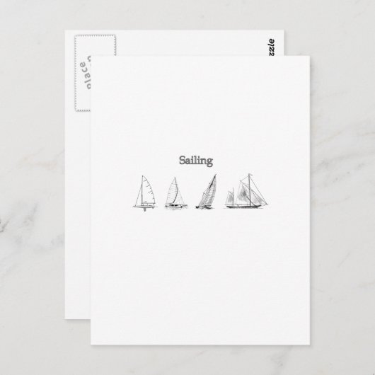 Zeilen - Vier zeilboten Logo Briefkaart (Voorkant / Achterkant)
