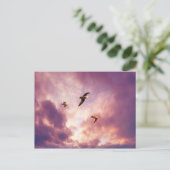 Zeilen vliegen in een zonnehemel briefkaart (Staand voorkant)