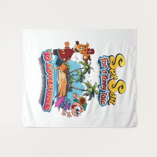 Zeilen voor een Funny Tale eiland Tapestry Wandkleed (Voorkant (horizontaal))