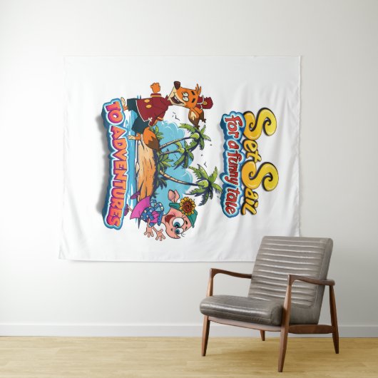 Zeilen voor een Funny Tale eiland Tapestry Wandkleed (In Situ (horizontaal))