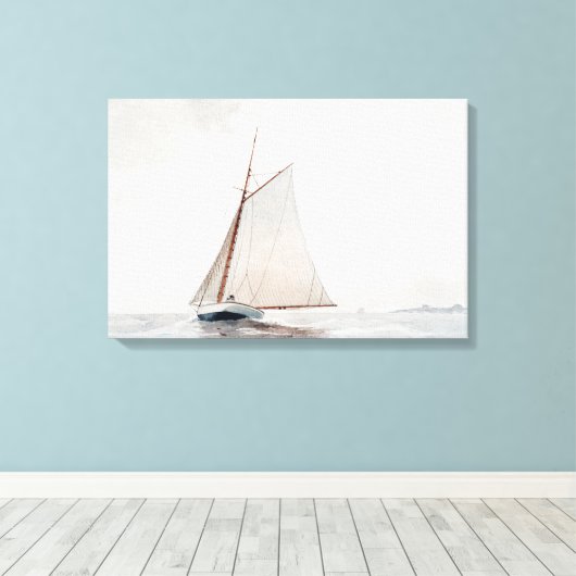 Zeilen voor Gloucester | Winslow Homer Canvas Afdruk (Insitu (Houten vloer))