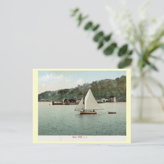 Zeilen, Zee Cliff, Long Island, NY 1907  Briefkaart (Staand voorkant)