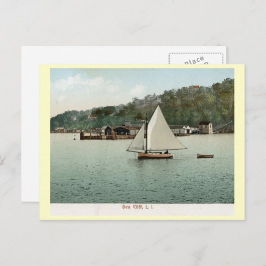 Zeilen, Zee Cliff, Long Island, NY 1907  Briefkaart (Voorkant / Achterkant)