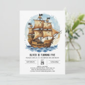 Zeilen Zeevaart Golven Piraat Verjaardag Kaart (Staand voorkant)