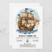 Zeilen Zeevaart Golven Piraat Verjaardag Kaart (Voorkant / Achterkant)