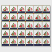 Zeilen Zeilboot Kerstvakantie Cadeaupapier (Vlak)